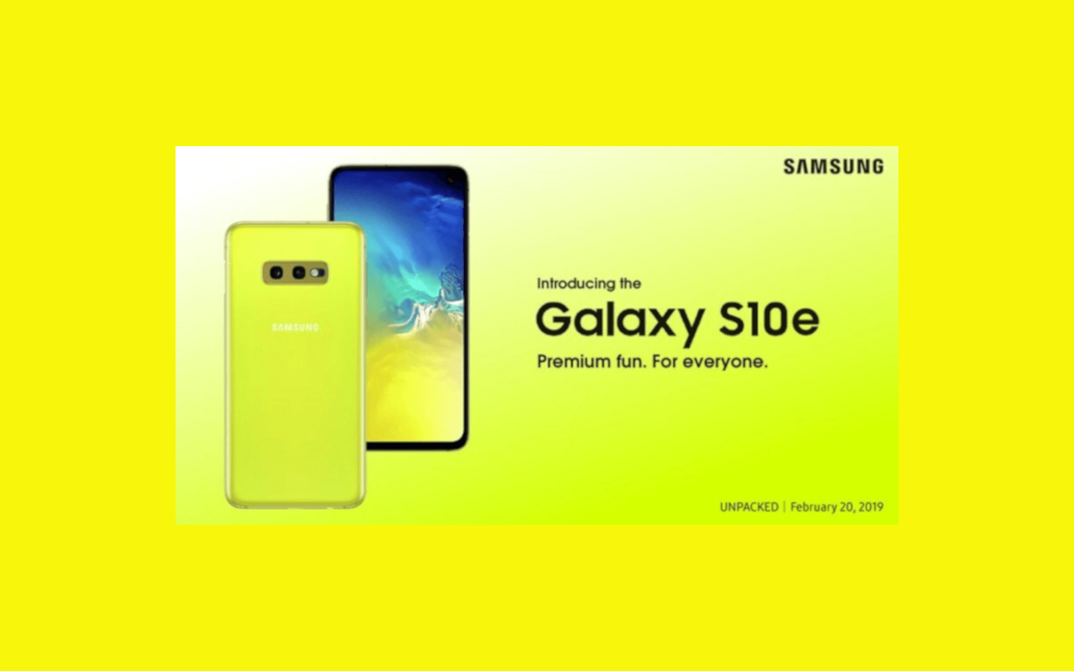 Samsung Galaxy S10e: il poster di presentazione