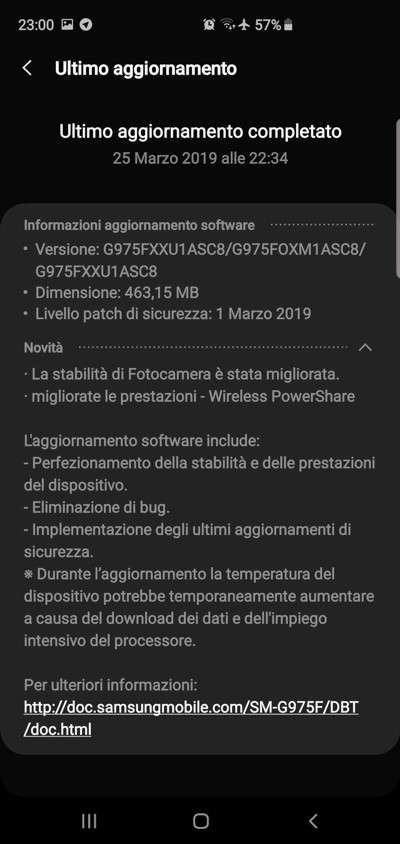 Galaxy S10, software update