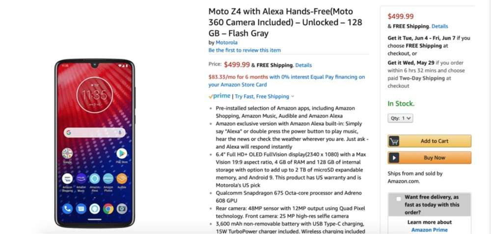 Moto Z4 Amazon