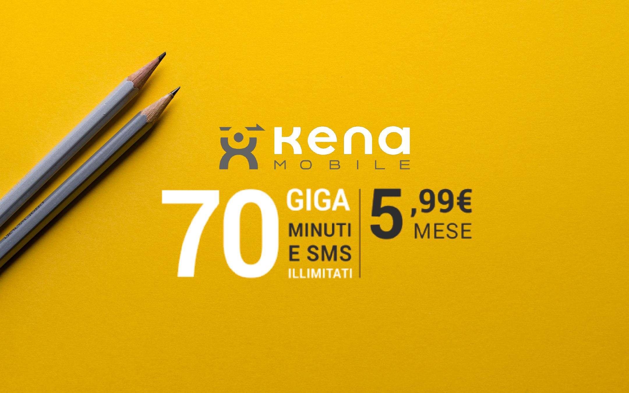 Kena Mobile: 70GB, minuti e SMS illimitati a 5,99€