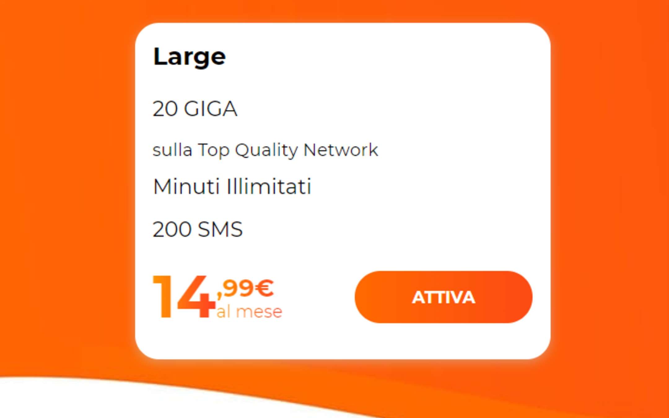 WINDTRE: Promo Large con 20GB a 14,99€ al mese