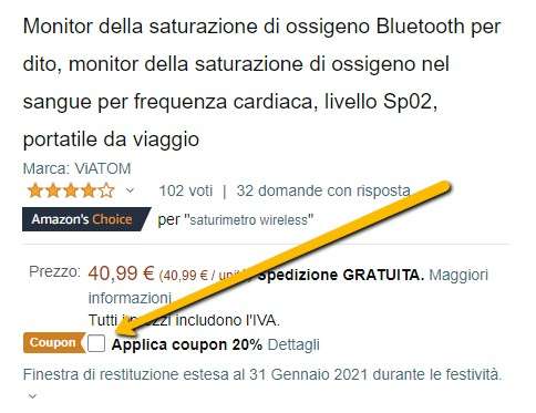 Saturimetro smart: come applicare il coupon