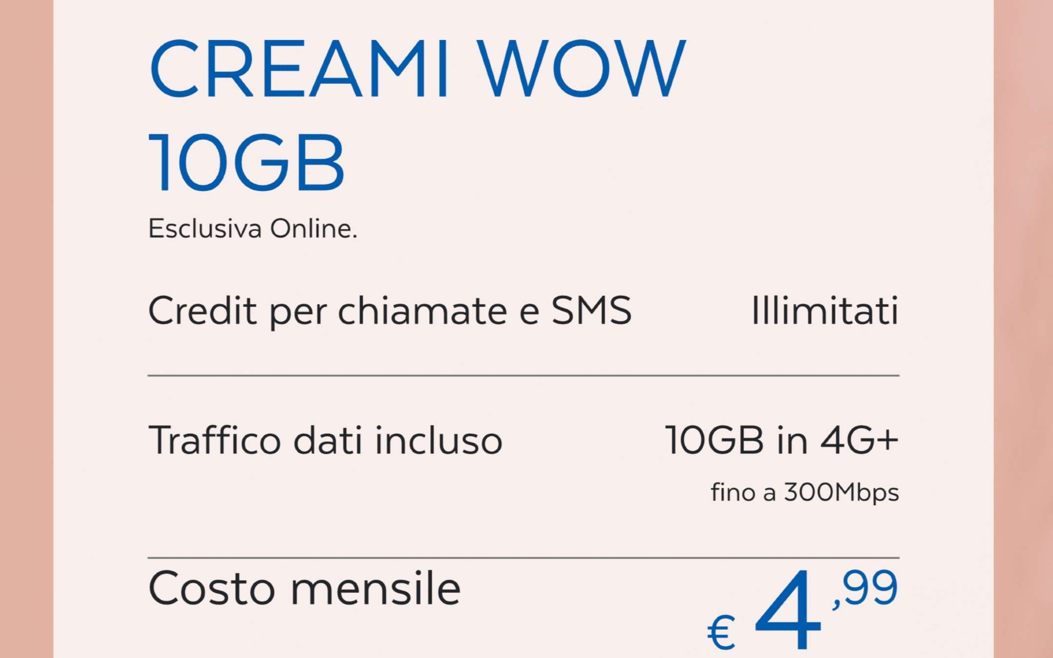 Creami WOW: ritorna la promo a meno di 5€ al mese