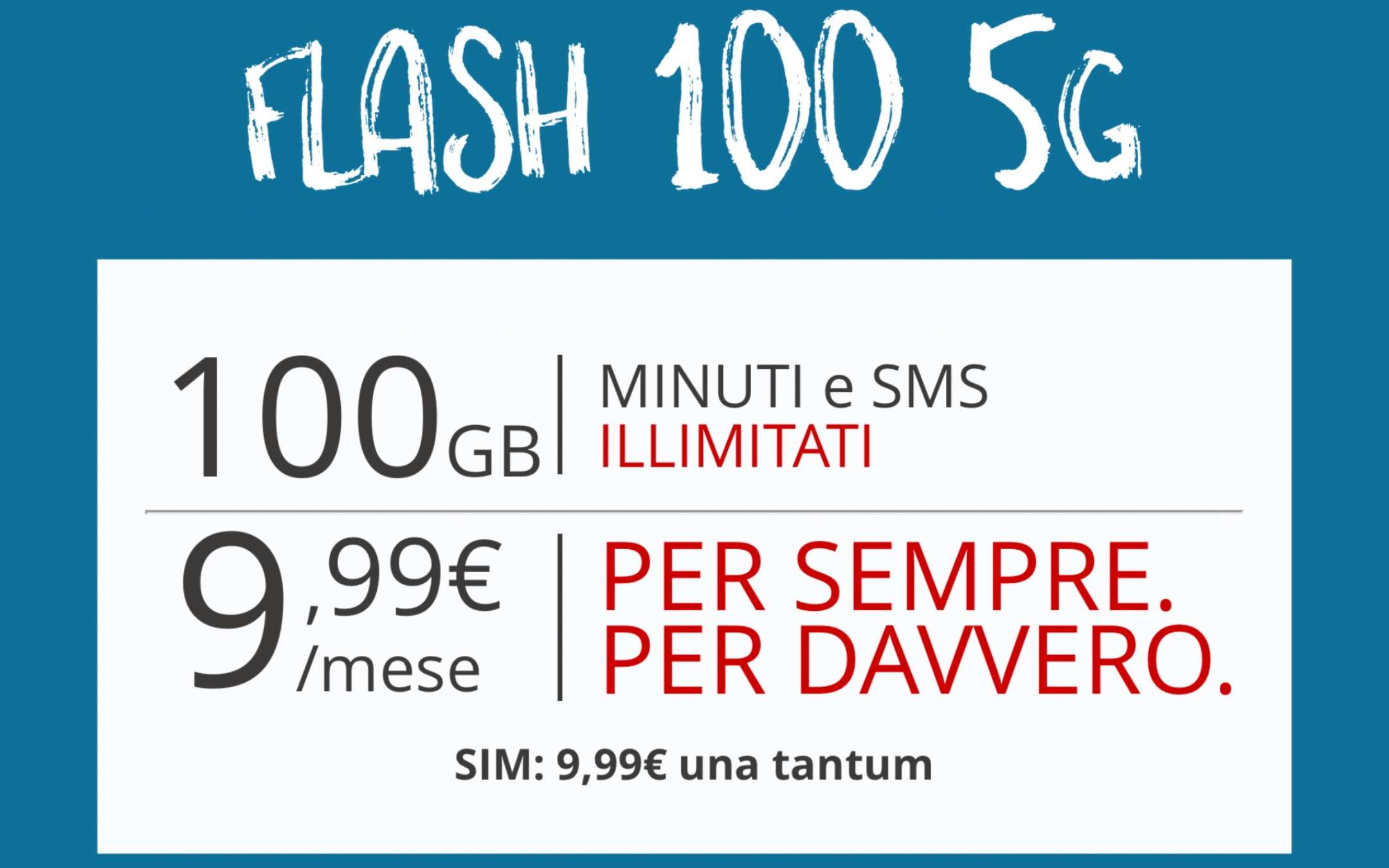 Iliad Flash 100 5G: 100GB in 5G a 9,99€ al mese