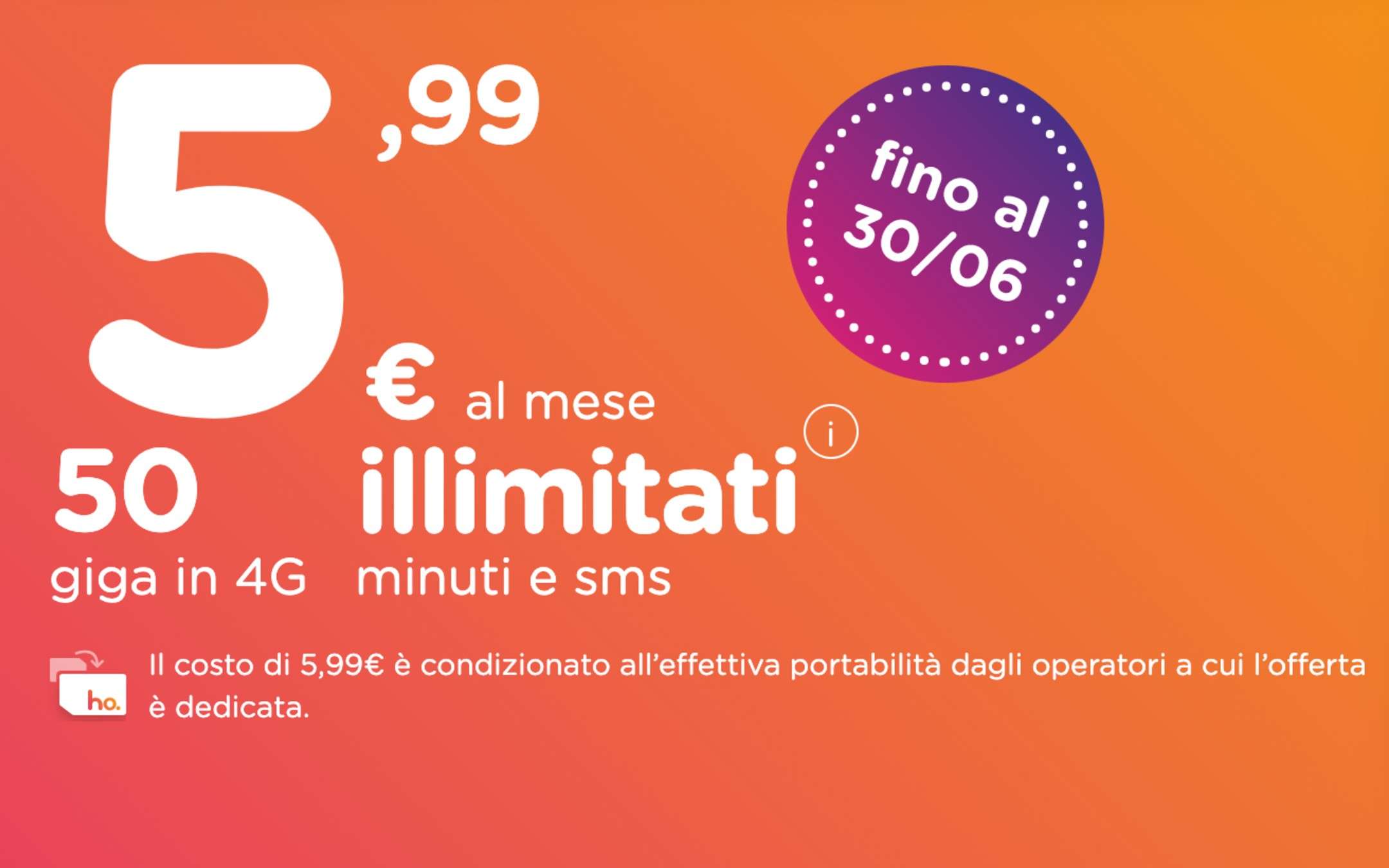 HoMobile Summer Edition: 50GB a 5,99€ al mese