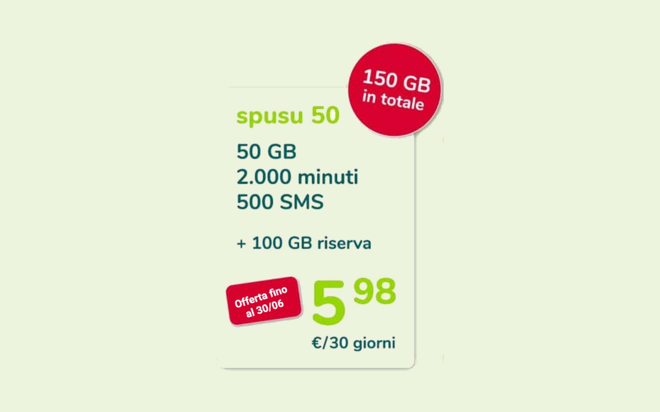 Spusu50: 150GB in 4G+ a meno di 6 euro al mese