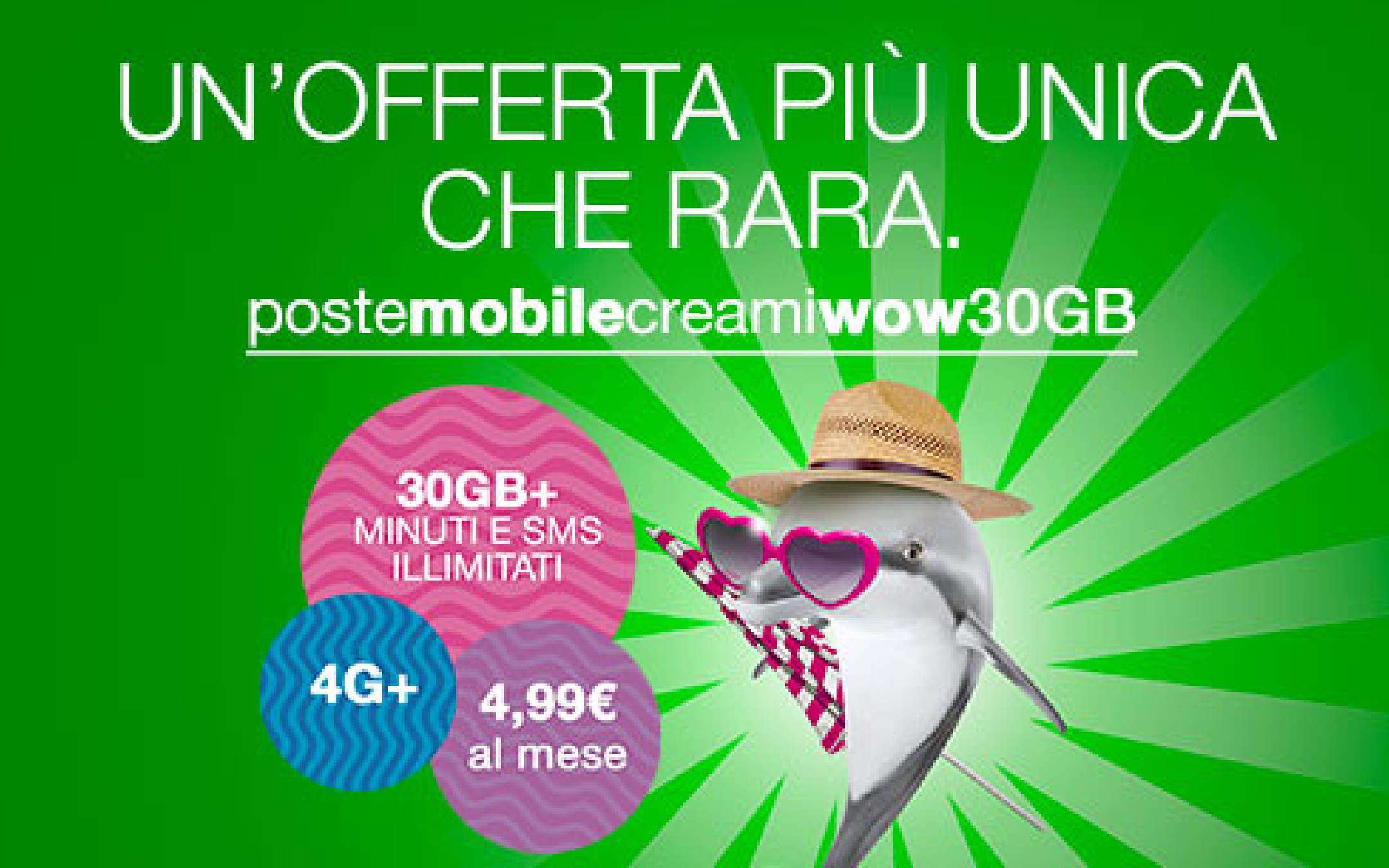 Creami WOW 30GB di Poste su rete Vodafone, pare