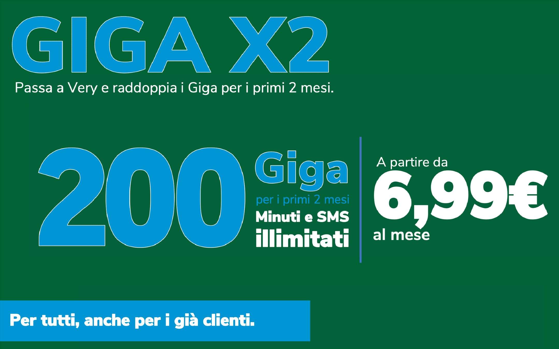 GIGA X2: fino a 200GB per due mesi con Very Mobile