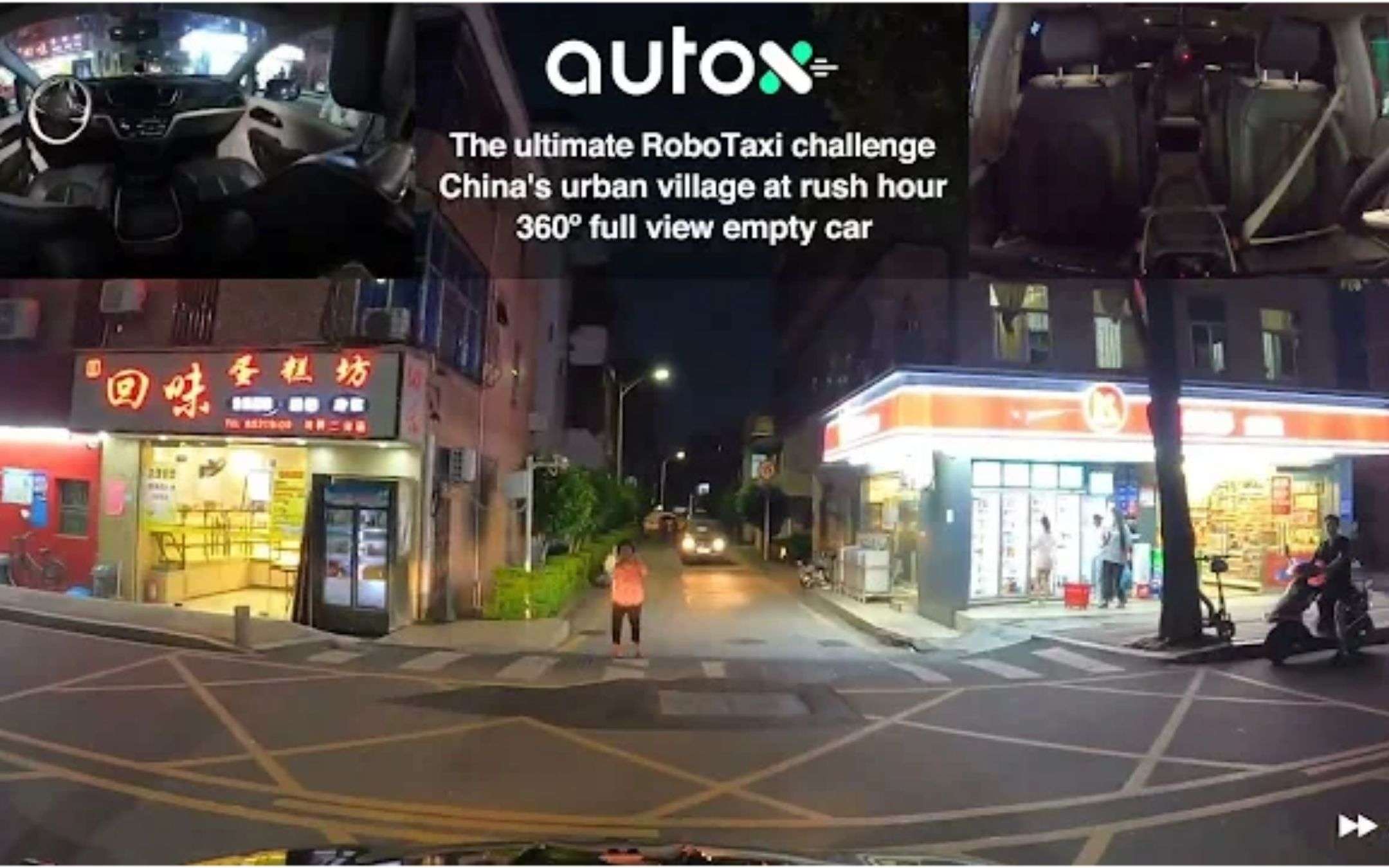 Il Robotaxi di AutoX in funzione in un villaggio a Shenzen