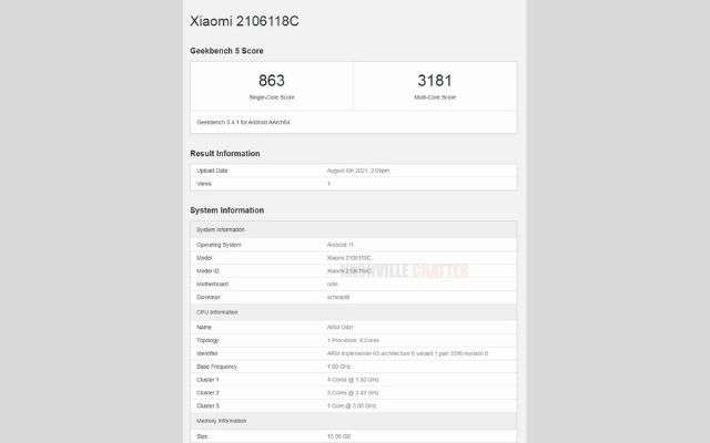 Xiaomi Mi Mix 4 Geekbench