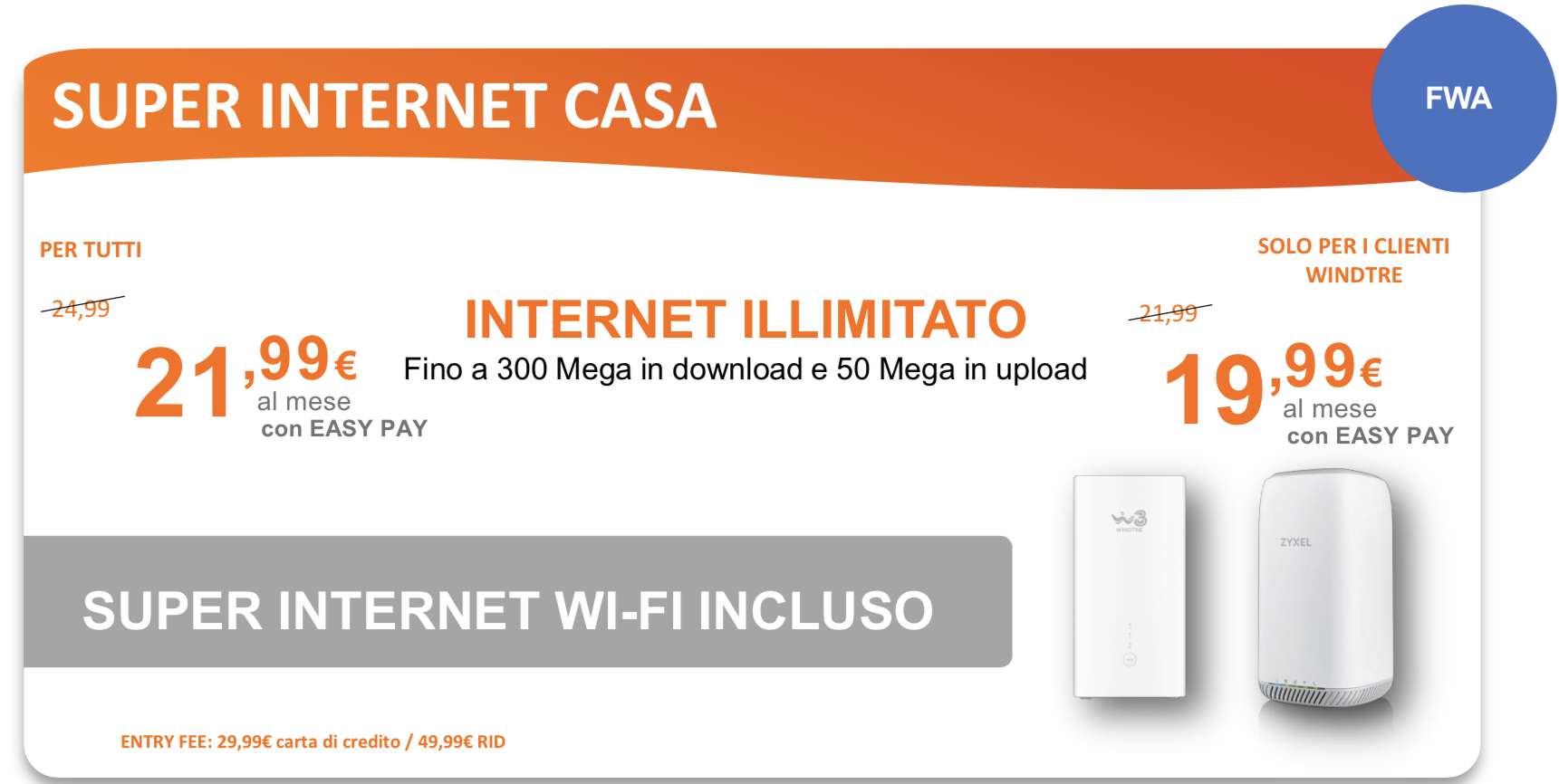 WINDTRE: Super Fibra o FWA da 19,99 euro al mese!