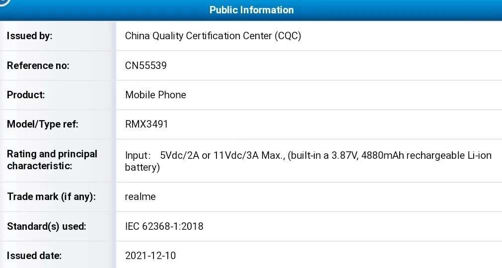 realme 9i 9 pro+ certificazione rumor