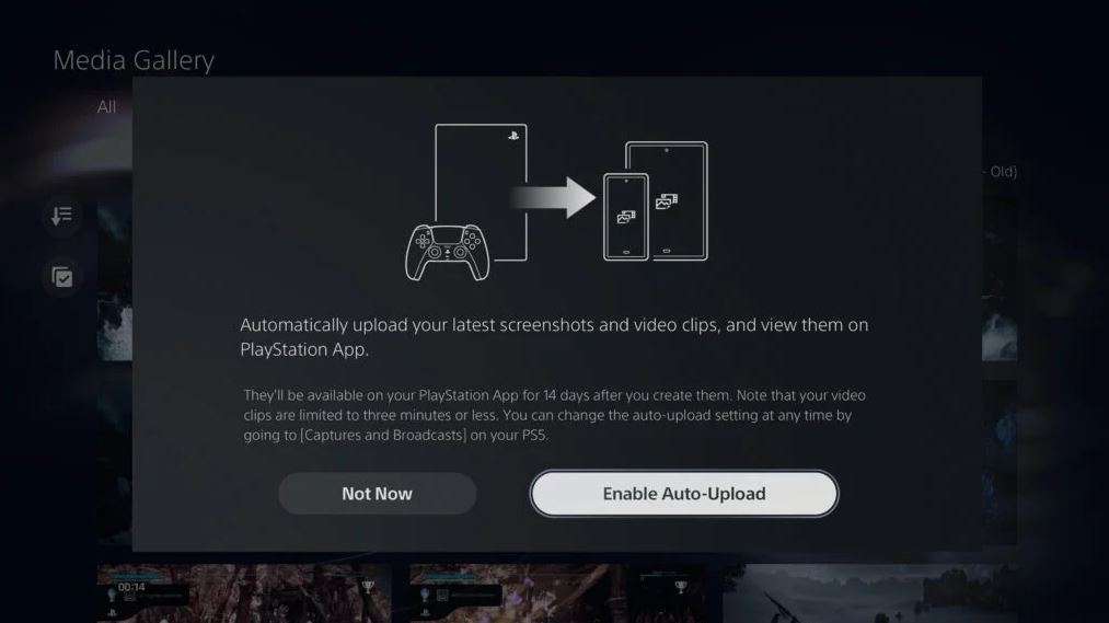 PS5 auto upload foto video