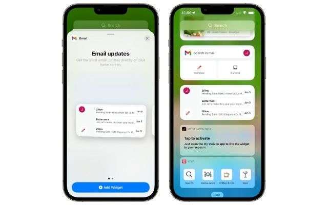 iOS widget gmail