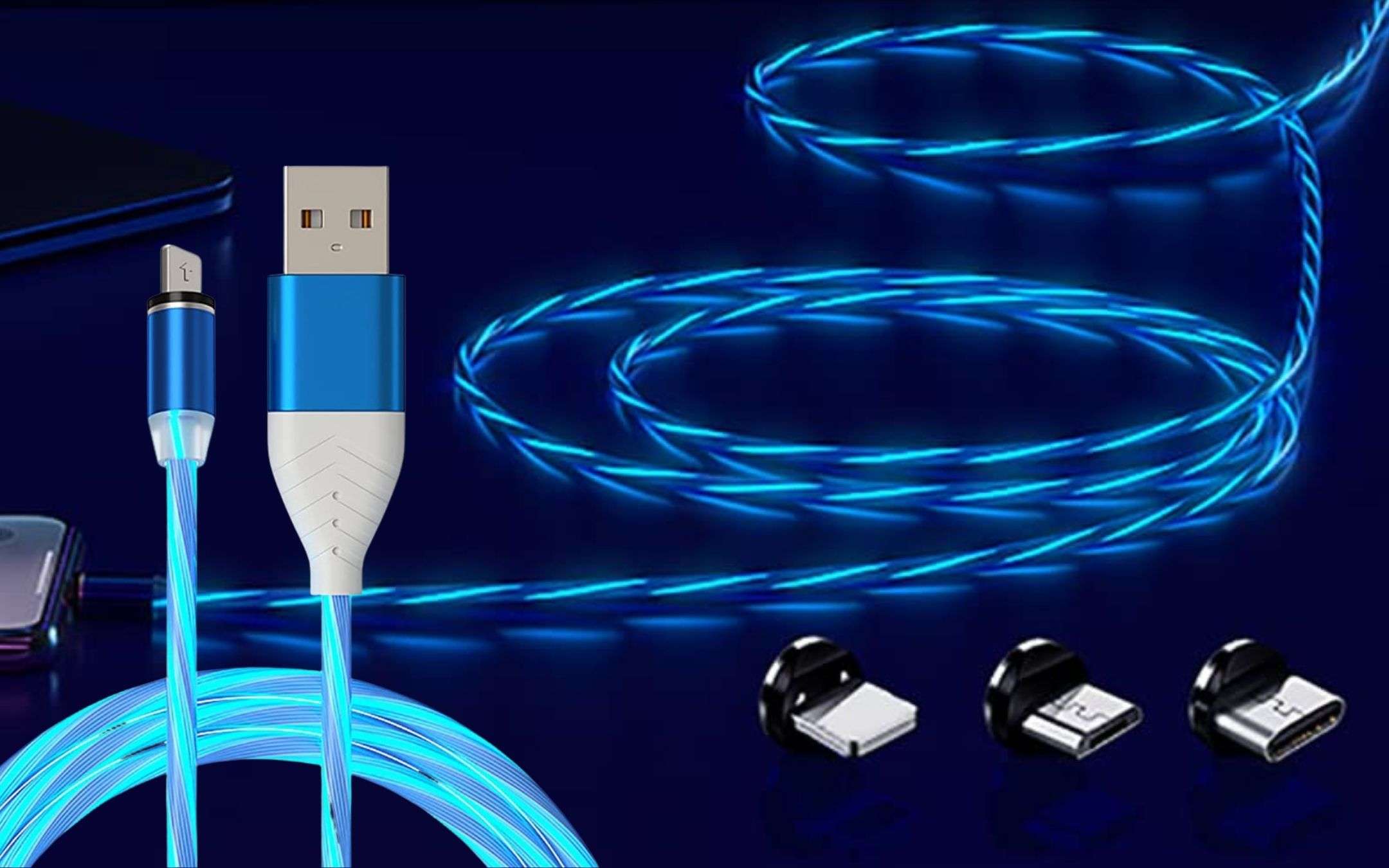 Questo cavo 3 in 1 è UNICO: fra magneti e luci LED, a 9€ è da avere