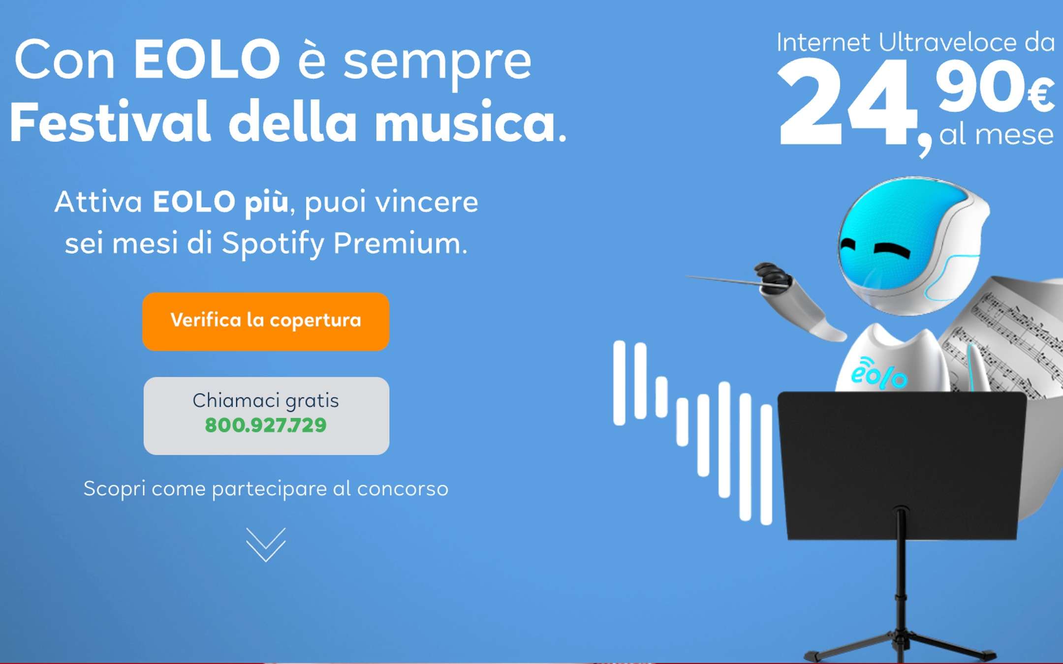 Eolo Più: internet e 6 mesi di Spotify Premium