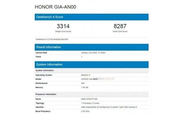 honor 60 se geekbench leak