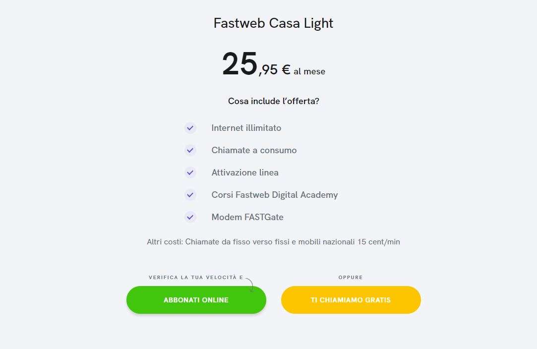 Fastweb Casa Light offerta