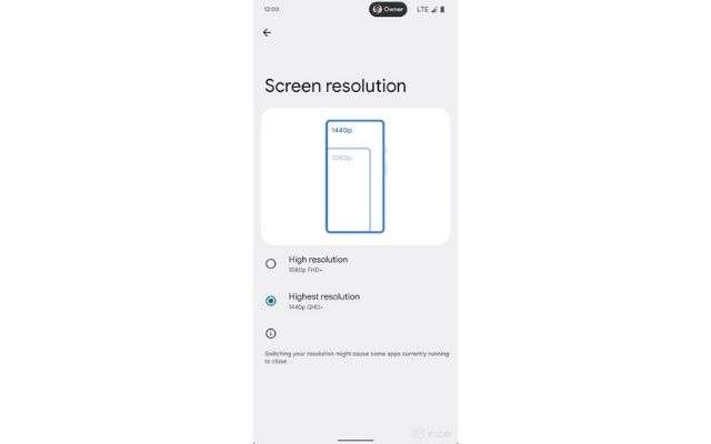 android 13 risoluzione display