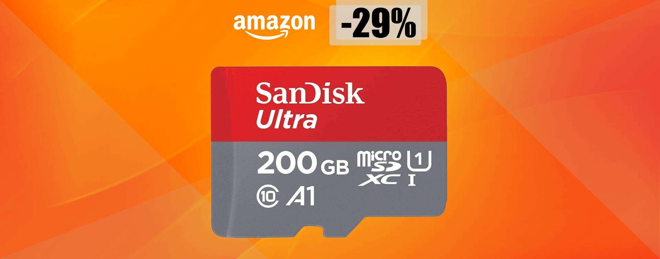 MicroSD 200GB Sandisk, VELOCISSIMA e resistente: tua con soli 33€