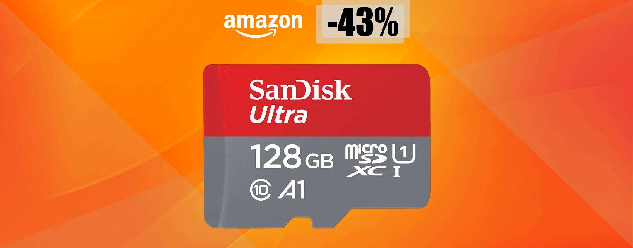 MicroSD SanDisk 128GB, VELOCISSIMA ed a prezzo irripetibile: solo 17€