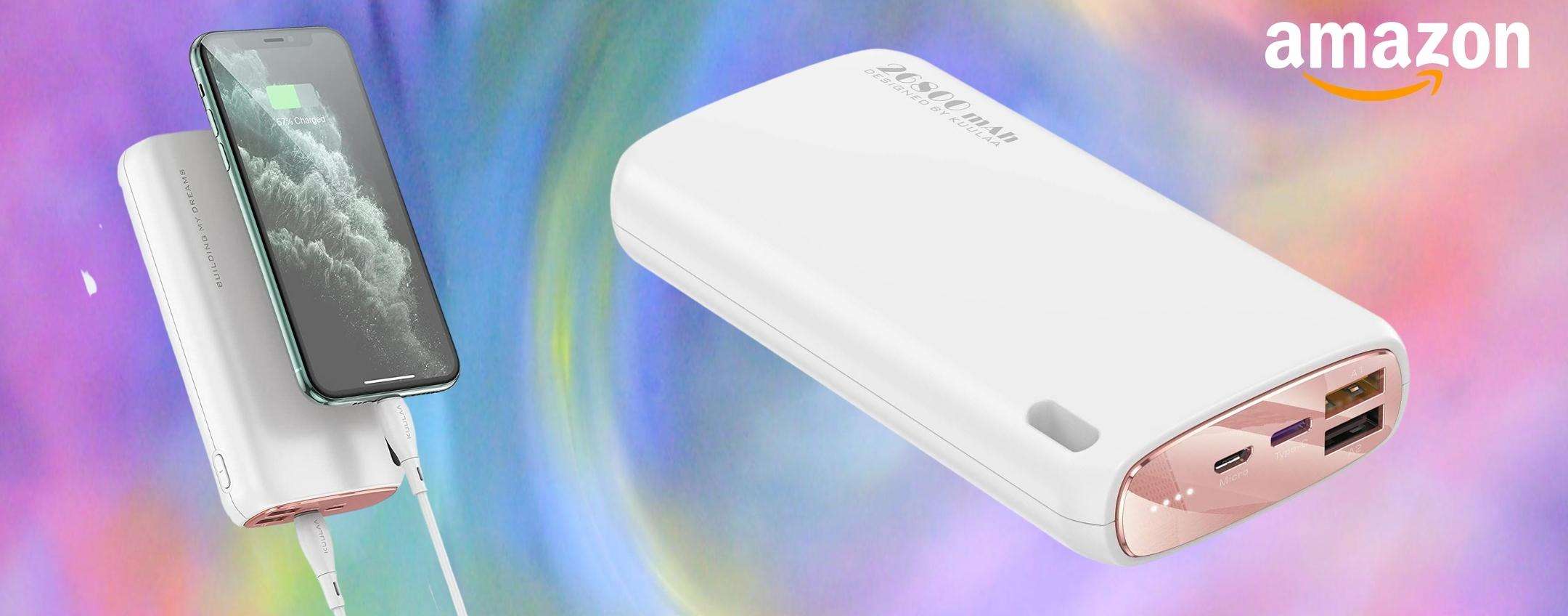 Mai più senza energia: 5 ricariche extra con questo Power Bank (19€)