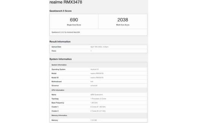 realme q5 geekbench specifiche rumor