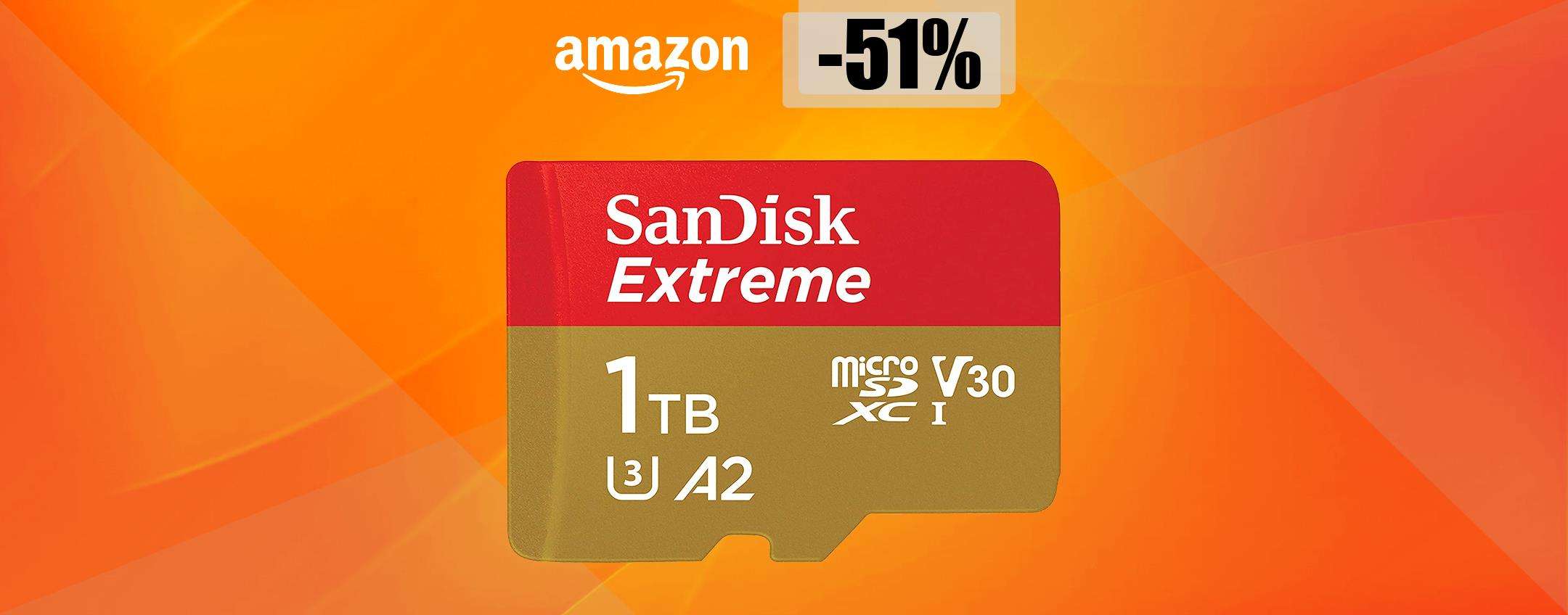 MicroSD SanDisk 1TB a meno di METÀ PREZZO: pochissime unità (-51%)