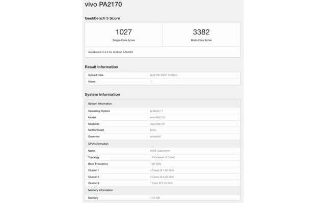 vivo pad geekbench