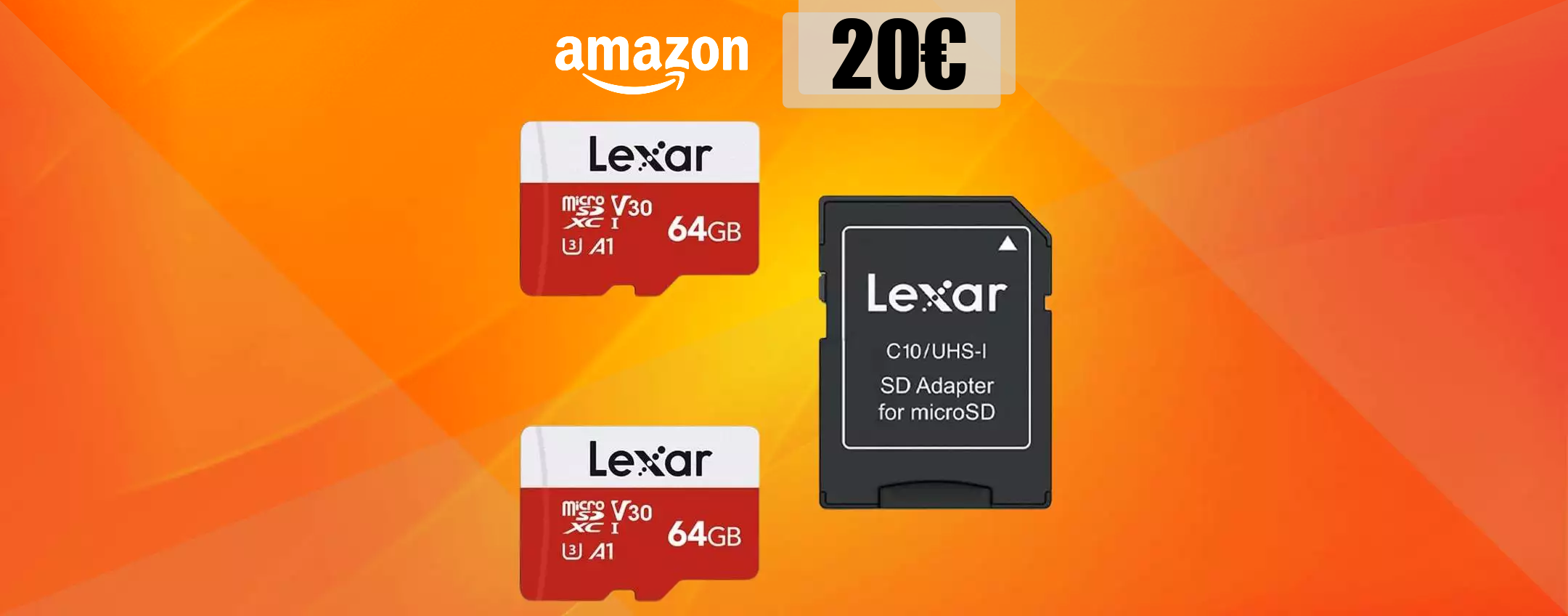 2 microSD 64GB con adattatore a soli 20€: offerta IMPERDIBILE