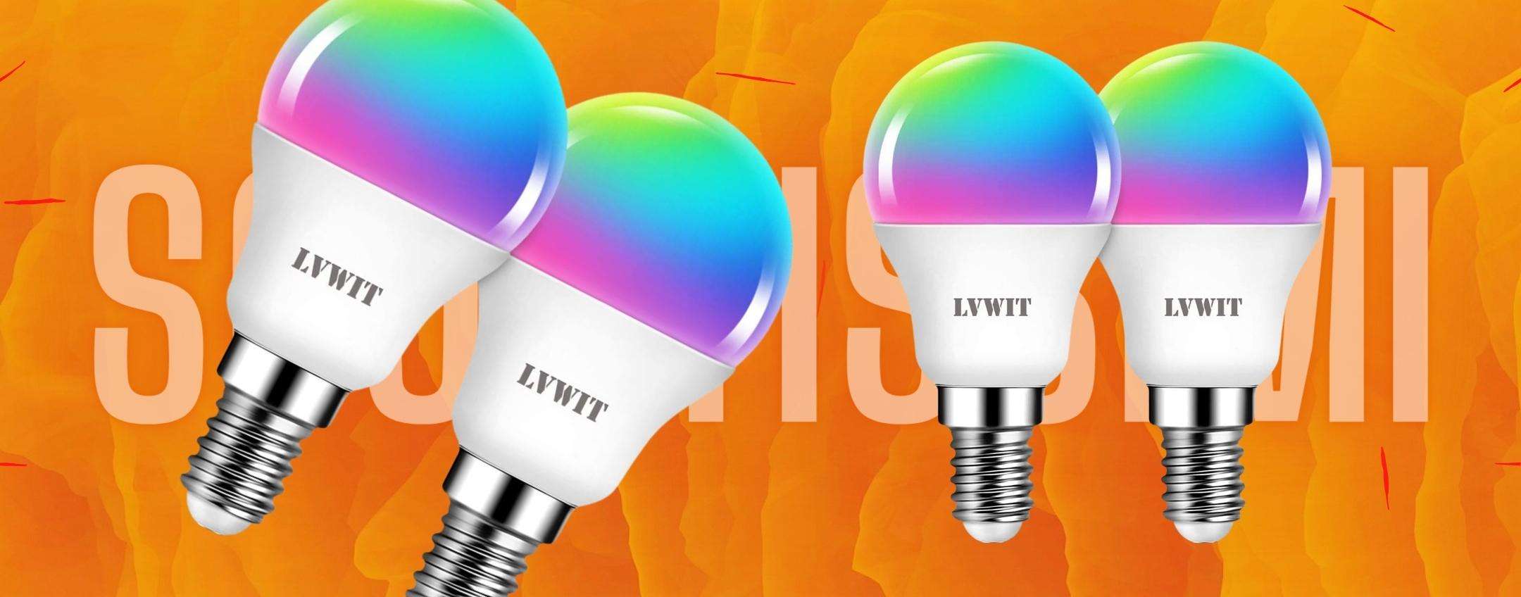 Lampadine SMART LED, consumano poco e hanno 16 milioni di colori (17€)