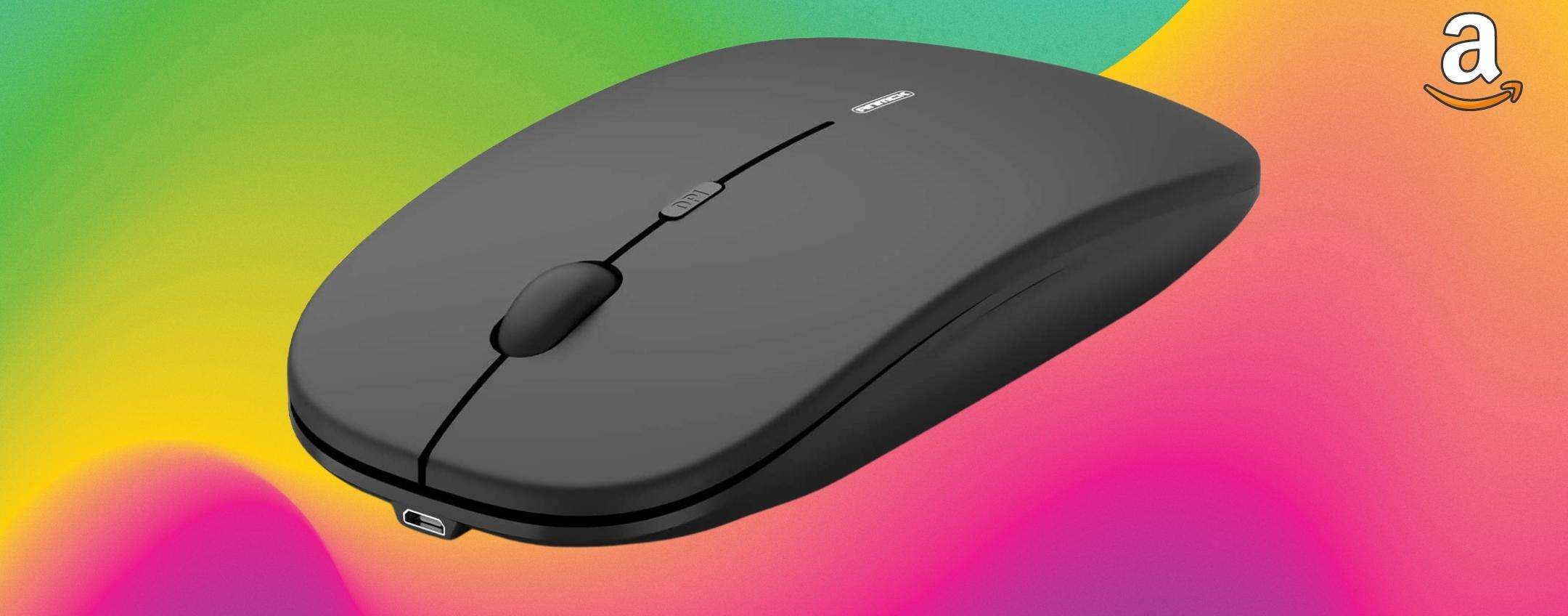 Mouse wireless ricaricabile, ergonomico e con 3 livelli DPI (11€)