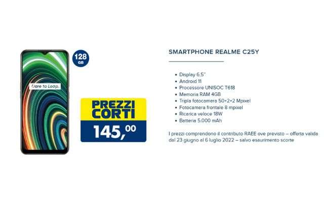 realme c25y offerta tech esselunga