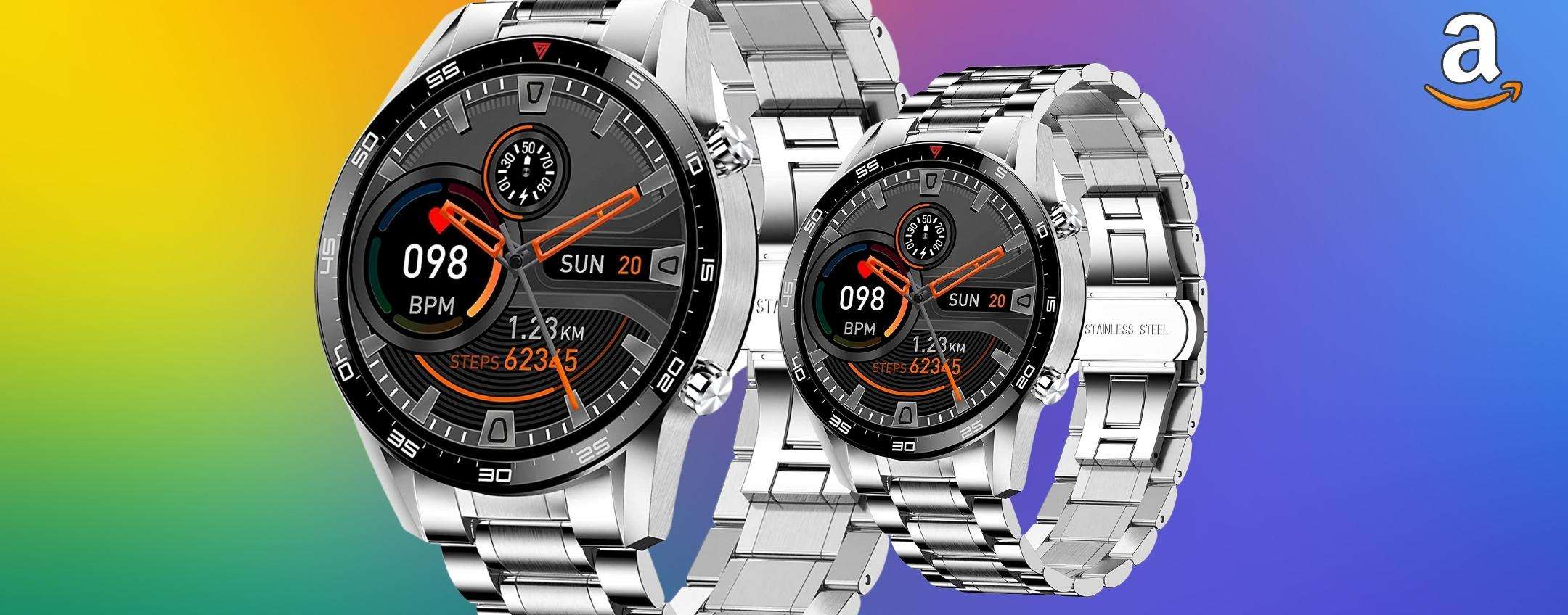 Elegantissimo SMARTWATCH compatibile Android iOS, pieno di funzioni