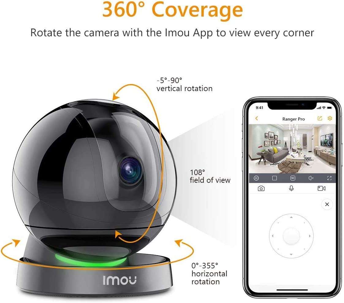 Imou Telecamera WiFi Interno 1080P Videocamera Sorveglianza Interno WiFi,  Rilevamento Umano, Tracciamento del Movimento, Audio Bidirezionale,  Rotazione a 360° Compatibile con Alexa Ranger SE : : Elettronica