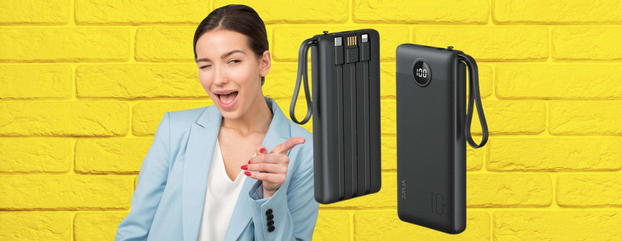 Caricatore portatile ESAGERATO: 10000mAh con 4 uscite e 2 ingressi