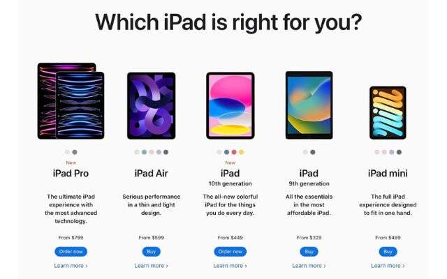 line-up iPad Apple 2022