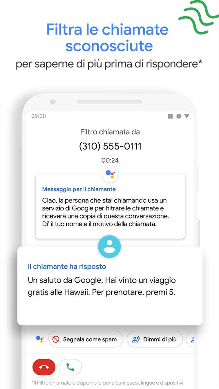 Filtro chiamate Google