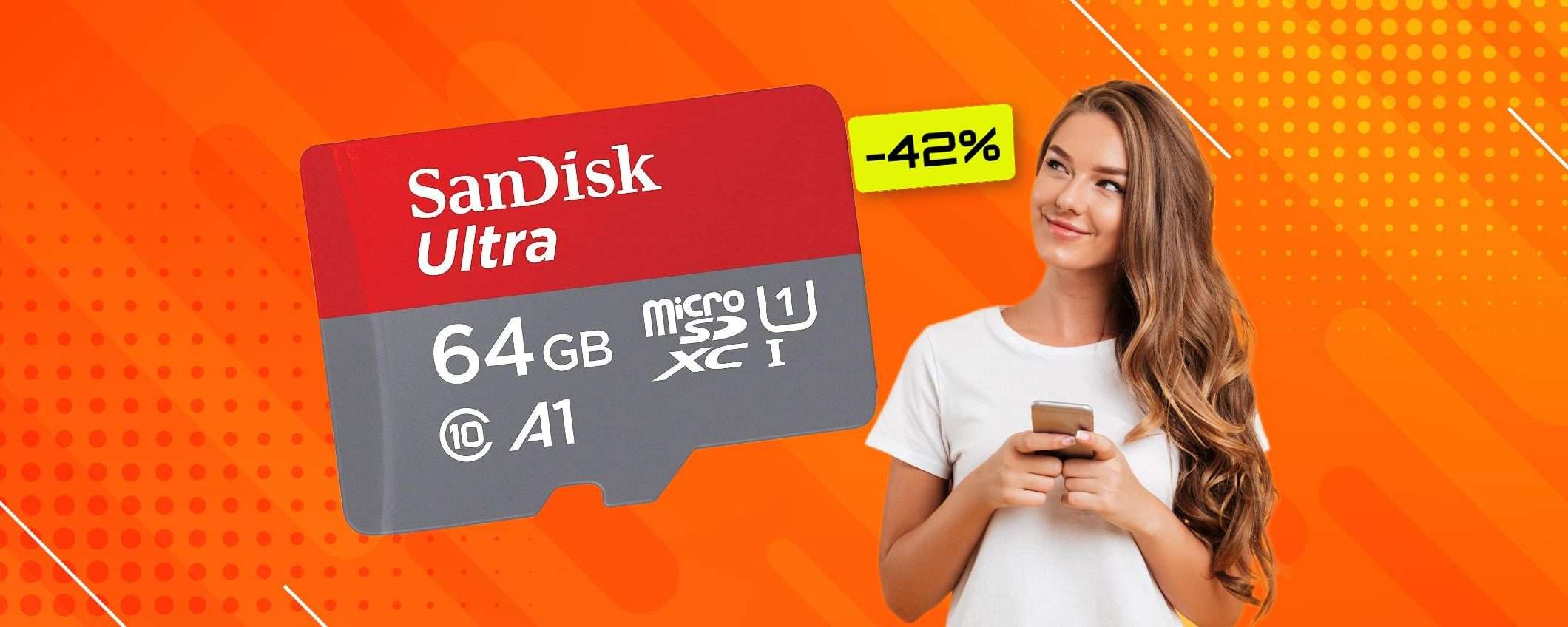 MicroSD 64GB ad appena 10€: spazio e velocità in MEGA SCONTO