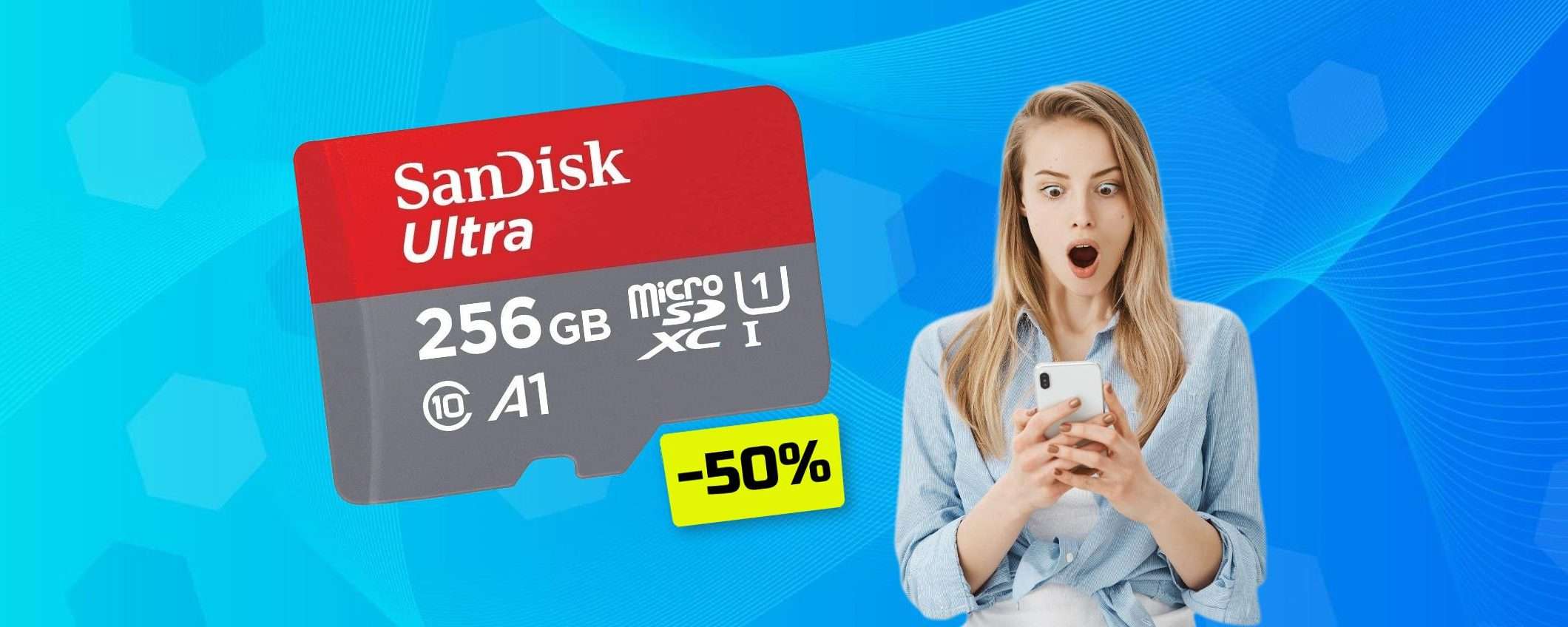 MicroSD 256GB a METÀ PREZZO: 31€ e il tuo smartphone rinasce