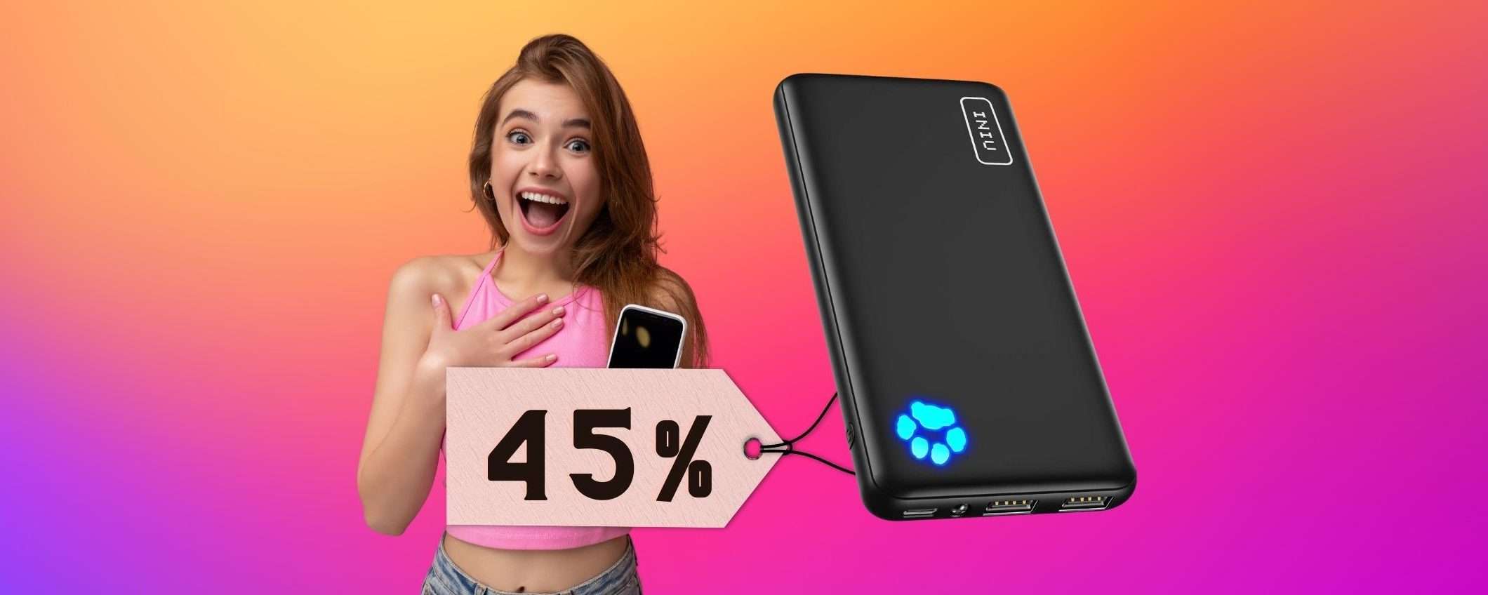 Power Bank sottile, leggero che diventa una torcia: tuo a circa 15 euro