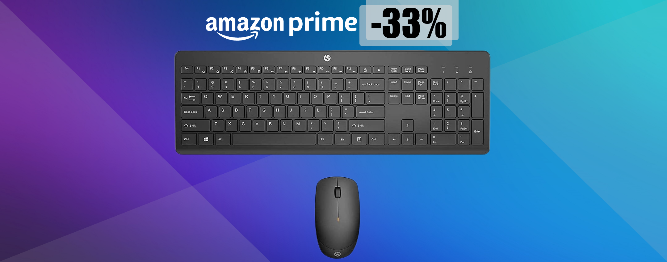 Offerte esclusive Prime: Tastiera e mouse wireless HP a soli 29€