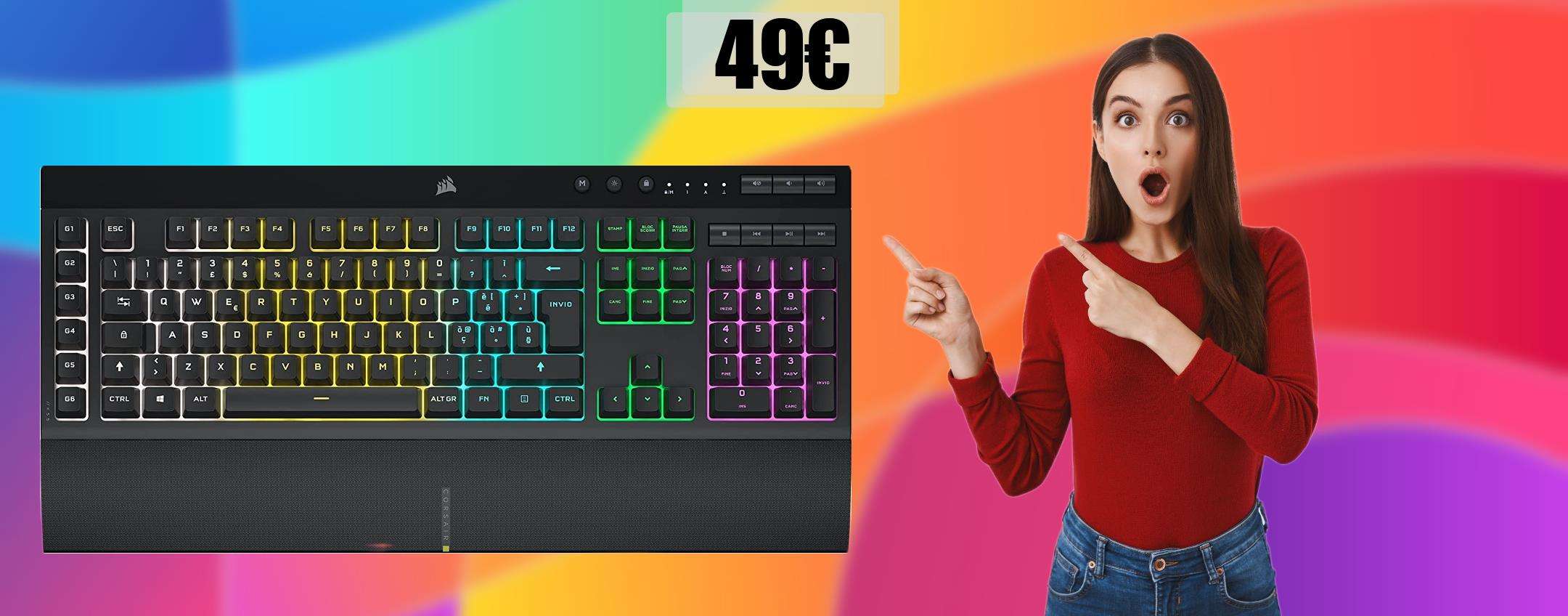 Tastiera Corsair IMPERMEABILE e RETROILLUMINATA: già tua a 49€