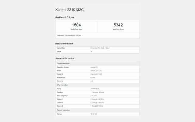 Xiaomi 13 Pro Geekbench5