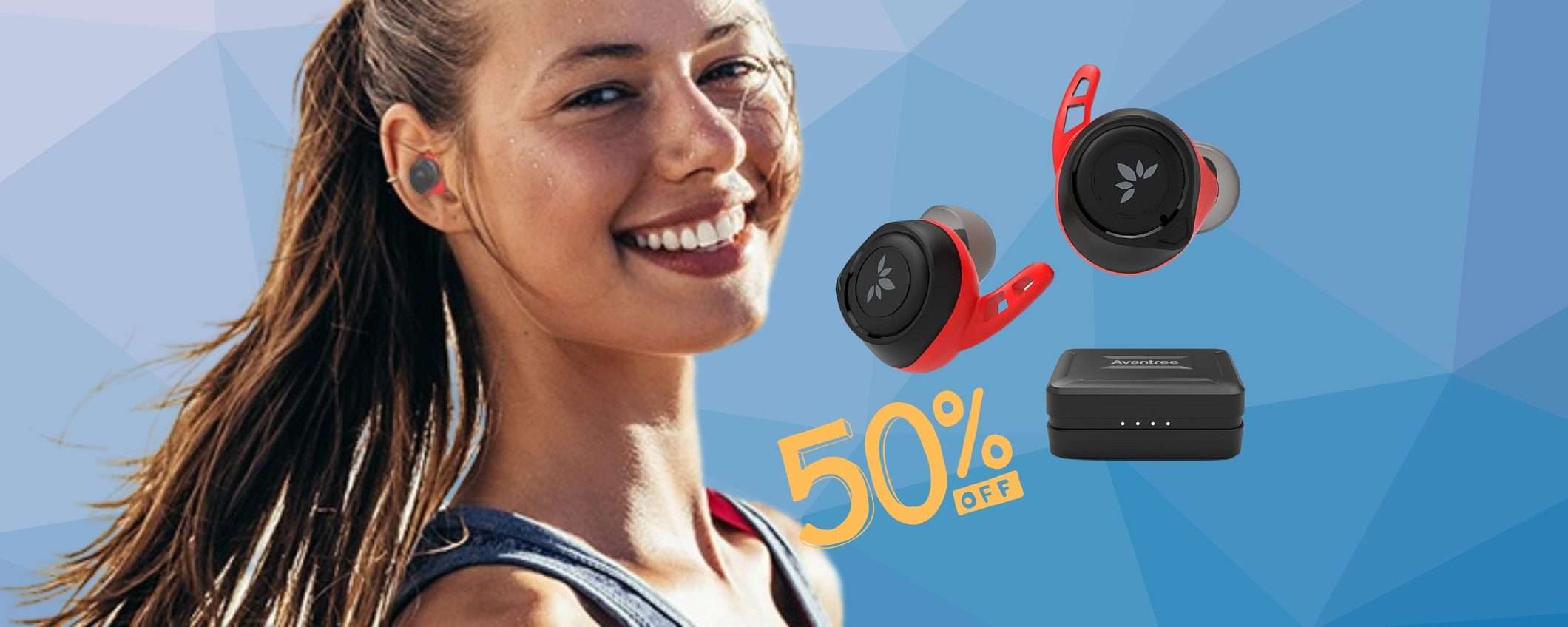 Auricolari wireless per lo sport con 120 ore di autonomia a 29€