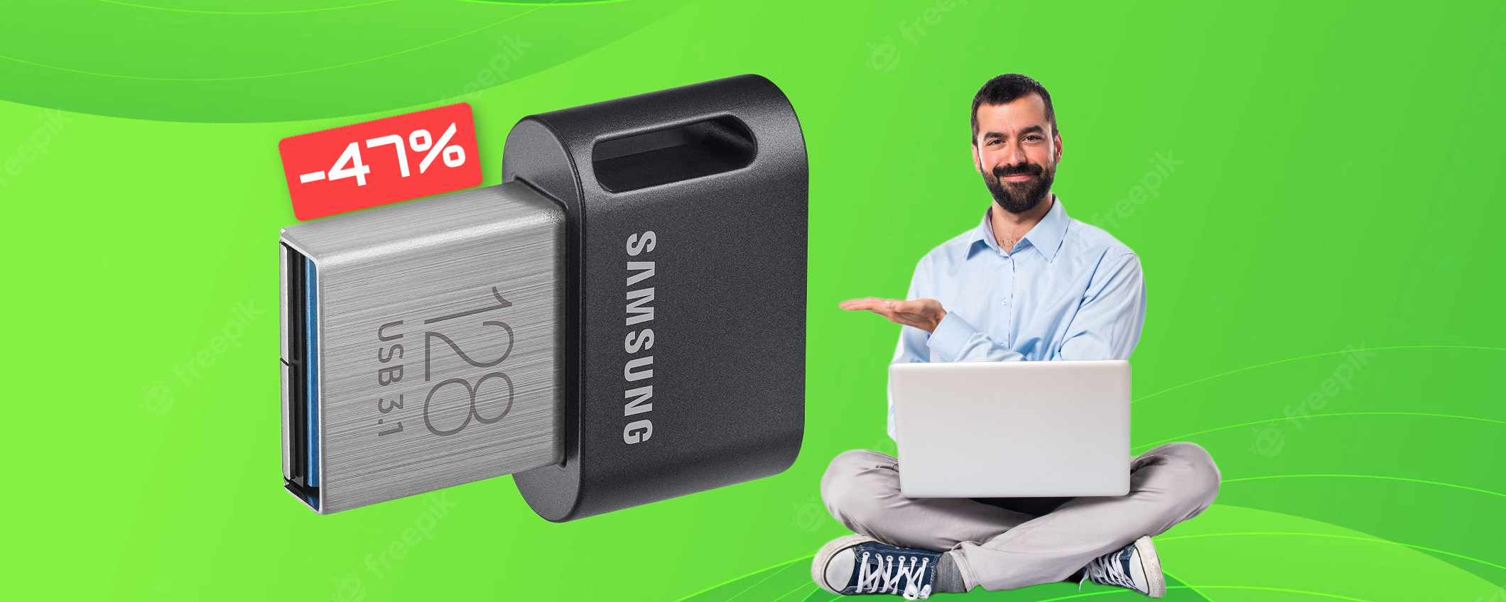 Chiavetta USB Samsung 128GB, piccola quanto una moneta: solo 23€