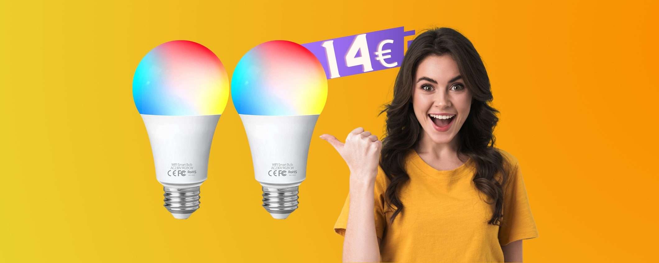 Lampadine smart multicolore a 7,50€: PREZZACCIO Amazon