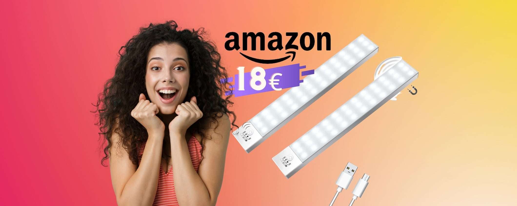 Luci con sensore di movimento: illumina armadi e cassetti con 18€