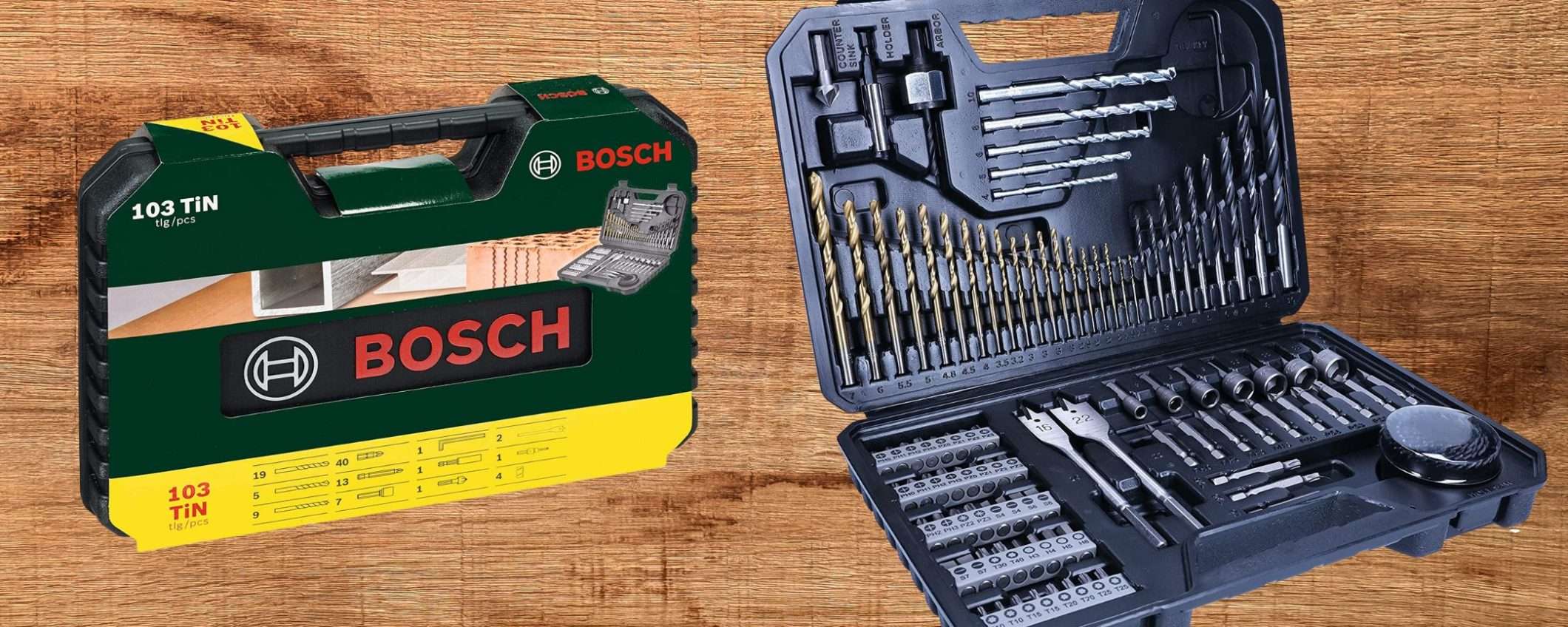 Bosch, torna la mega BOMBA: enorme kit 103 pezzi a 22€, sconto top del 50%