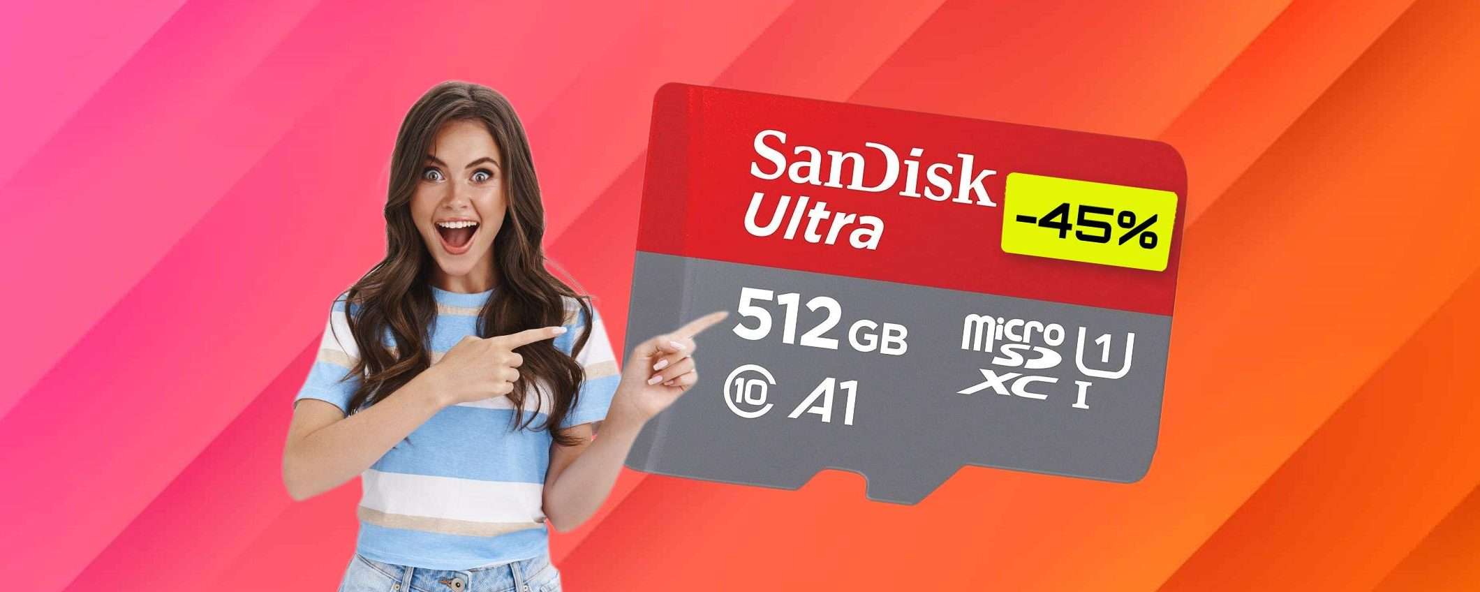 MicroSD SanDisk 512GB: impossibile farne a meno con soli 62€ (-45%)